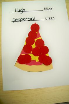 a piece of paper cut out to look like a pizza