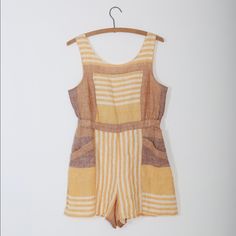 New! With Tags Anthropologie Ett Twa Wesley Striped Linen Romper Women’s Size 8p Side Zip + Front Pockets Bust: 19 1/2” Waist: 15” Hips: 22” Total Length: 31 1/2” Straps: 1 3/4” Inseam: 3” Rise: 14 1/2” ( To Waist) + Measurements Taken While Garment Is Laying Flat + Yellow Fitted Jumpsuits And Rompers With Pockets, Fitted Yellow Jumpsuits And Rompers With Pockets, Yellow Fitted Cotton Jumpsuits And Rompers, Mustard Fitted Jumpsuits And Rompers For Summer, Denim Short Romper, Maroon Jumpsuits, Romper Women, Chambray Romper, Linen Joggers