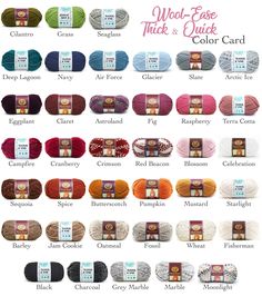 the color chart for wool - ease thick and quick yarn