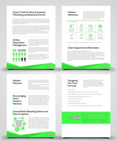 three fold brochure templates with green accents