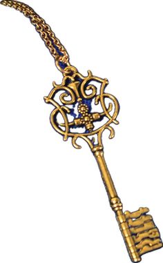 a gold key with an ornate design on it