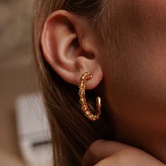 One of the most iconic DelBrenna designs goes bigger and bolder with these versatile large gold hoop earrings. Their intricate design is comfortable and light without giving up even an ounce of beauty and style. These gold hoops feature our Links 3mm chain, which you can match with any other pieces in the Links collection for a polished look or pair with another Iconic DelBrenna gold chain for variety. Details: Made in Italy, Handmade Italian Jewelry Material: 925 Sterling Silver Finish: 24k Yel Italian Jewelry, Large Hoop Earrings, Gold Hoops, Classic Beauty, Matching Necklaces, Gold Hoop Earrings, Earring Backs, Jewelry Care, Gold Chains