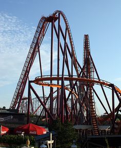 the roller coaster at six flags amusement park