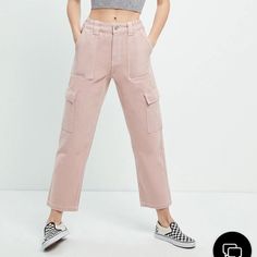 Size Small Stretchy Waistband High Rise Never Worn Sold Out Online! Pacsun Delivers The Cute And Comfy Bone Utility Cargo Pants To Complete Your Tomboy Style. These High-Rise Pants Feature Cargo Side Pockets, Elastic Back Waistband, Contrast Stitching, And A Relaxed Fit. Fit + Sizing 28" Inseam Rigid Fabric High-Rise Casual Pink Straight Leg Cargo Pants, Pink Straight Leg Casual Cargo Pants, Pink Utility Cargo Style Bottoms, Casual Pink Cargo Style Pants, Casual Mid-rise Pink Pants, Pink Cotton Utility Bottoms, Casual High-rise Pink Pants, Casual High Rise Pink Pants, Casual Pink Cargo Jeans With Side Pockets