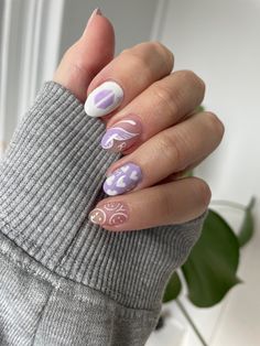 Nail Designs For 2023, Kids Nail Designs, Girls Nail Designs, Purple Acrylic Nails, Hello Nails, Gelish Nails