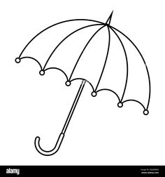 an umbrella that is drawn in black and white on a white background - stock image