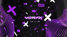 an abstract purple and black background with the word vorax written in bold white letters