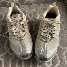 Nike Vapor Max 360. Great Condition Only Worn Twice, Scratched Or Scuffs. Womens 8.5 Nike Silver Sneakers With Reflective Details, Nike Silver Sneakers, Nike Shoes Womens, Nike Vapor Max, Vapor Max, Nike Vapor, Shoes Womens, Womens Shoes Sneakers, Nike Shoes