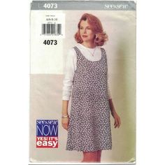 a woman's dress sewing pattern from the front, with an image of a woman wearing