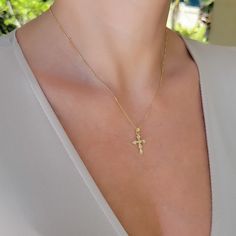 Gold Filled Cross Necklace. Non Tarnish Gift For Her – elementsbykristina Gold Plated Cross Pendant Necklace, Elegant Gold Plated Cross Pendant Necklace, Elegant Tarnish Resistant Crucifix Cross Necklace, Elegant Tarnish-resistant Crucifix Cross Necklace, Elegant Tarnish-resistant Crucifix Necklace, Gold Cubic Zirconia Crucifix Necklace, Yellow Gold Crucifix Necklace With Clavicle Chain, Yellow Gold Cubic Zirconia Cross Necklace, Gold Cubic Zirconia Cross Necklace