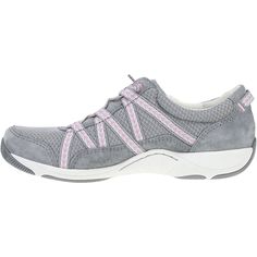 Meet the Dansko Harlyn, your everyday sneaker for great support and effortless comfort. This lightweight shoe is designed to keep you moving forward with ease and style. These Dansko Harlyn Grey Suede Women's Shoes have the following features: Accommodates most standard and custom orthotics Chrome-free leather and recycled nylon Suede treated with 3M Scotchgard™ for stain resistance Dri-Lex® Dri-Freeze® for moisture management and moisture odor control Energy-return EVA removable footbed with Dansko Natural Arch® technology for all-day comfort and support Lightweight, energy-return EVA midsole with nylon shank for stability Natural rubber outsole for long-lasting wear Elasticized laces 4854249494 Comfortable Gray Sneakers With Arch Support, Casual Breathable Sneakers With Easy Fit, Low-top Walking Shoes With Tpr Material, Low-top Tpr Walking Shoes, Breathable Low-top Slip-on Sneakers For Walking, Sneakers With Arch Support And Round Toe, Comfortable Sneakers With Arch Support And Round Toe, Athletic Fit Round Toe Walking Shoes In Athleisure Style, Athleisure Athletic Fit Walking Shoes With Round Toe