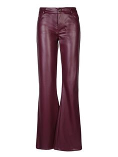 Mid rise Front button and zip fastening Belt loops Classic five pockets Flared Tonal stitching Regular fit Straight hem Color: bordeaux 100% Polyester | Liu-Jo Women's Coated Fabric Bordeaux Trousers By Liu Jo | FW23/24 High Waist Burgundy Pants For Fall, Burgundy Bottoms With Pockets For Fall, Burgundy Pants With Pockets For Fall, Burgundy Straight Leg Pants For Fall, Fall Burgundy Pants With Pockets, Chic Burgundy Pants For Fall, Burgundy Bottoms For Fall Night Out, Burgundy Straight Leg Bottoms For Fall, Burgundy Pants For Work In Fall