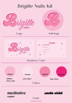 a pink poster with the words brighte nails kit on it's front and back