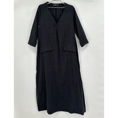 Pomander Place By Tuckernuck Women's Carolina Caftan Color: Black Size: Xs Retail: $98 Condition: New Without Tags V-Neckline Three-Quarter Length Sleeves Windowpane Details Faux Pockets Slits At Hem Maxi Length A-Line Silhouette19" Pit-To-Pit51" Length Casual Black Kurta For Summer, Elegant Black V-neck Tunic, Black Bohemian Tunic For Spring, Chic Black V-neck Kaftan, Long Black Daywear Dress, Black Long Daywear Dresses, Black Long Sleeve Kurta For Spring, Black V-neck Bohemian Tunic, Black Bohemian V-neck Tunic