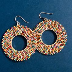 Seed Bead Hoop Earrings, Bead Hoop Earrings, Hoop Dangle Earrings, Earrings Hoop, Lightweight Earrings, Colorful Earrings, Beaded Hoop Earrings, Beaded Hoops, Beaded Dangle Earrings