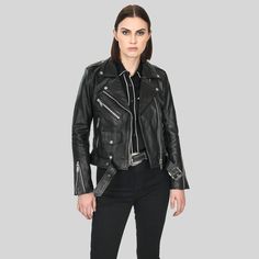 Commando – Black Lining Chic Black Biker Jacket With Belt Loops, Black Leather Jacket With Belt Loops For Fall, Luxury Belted Biker Jacket For Fall, Black Biker Outerwear With Belt, Black Belted Biker Outerwear, Edgy Leather Jacket With Belt Loops For Work, Luxury Black Outerwear With Belt Loops, Fitted Black Leather Jacket With Belt Loops, Luxury Fitted Leather Jacket With Belt Loops