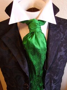 Emerald Green Dupioni SILK  FORMAL Victorian Ascot Tie Cravat Vintage Wedding Suits, Green Wedding Inspiration, Steampunk Wedding, Theme Color, Green Wedding