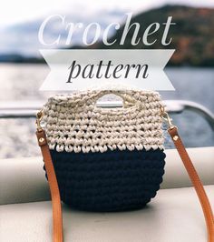 a crochet purse sitting on top of a boat with the words crochet pattern