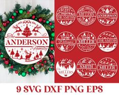 christmas wreath svg bundle with 9 different designs