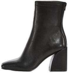 Fall Heeled Boots With 4-inch Square Toe, Black Heeled Boots With Sculpted Heel, Black Square Toe Heeled Boots With Branded Heel Counter, Black Square Toe Boots With Heel Pull Tab, Buckle Booties, Black Suede Ankle Boots, Aqua Shoes, Square Toe Boots, Block Heel Ankle Boots