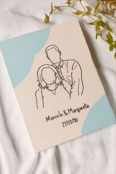 a drawing of a man and woman on a card with the words march y'margode written in spanish