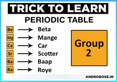 a sign that says trick to learn periodic table with arrows pointing in different directions