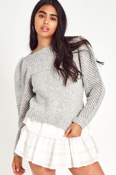 New Arrivals | LoveShackFancy.com Ruffle Mini Skirt, Women's Sweaters, Knitting Women Sweater, Ribbed Neckline, Sweater Sale, Baby Alpaca, Open Knit, Pink Love, Inspiration Style