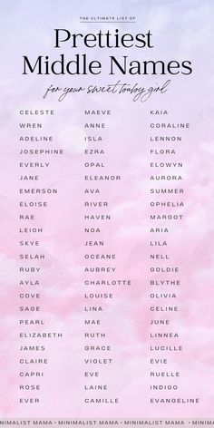 the greatest middle names poster with pink clouds