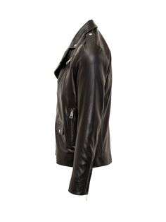 Leather jacket. Zipper closure. Zippered pockets. Pocket detail. Insignia detail at shoulders. Zippers on wrists.Composition: Outside:, 100% Leather Lining:, 100% Viscose Leather Biker Jacket With Asymmetrical Zip And Zip Cuffs, Chic Formal Leather Jacket With Zipper, Chic Formal Leather Jacket With Zipper Closure, Luxury Leather Biker Jacket With Zip Cuffs, Luxury Leather Jacket With Zipper For Fall, Chic Business Outerwear With Zipper Closure, Leather Biker Jacket With Long Sleeves And Ykk Zipper, Elegant Leather Biker Jacket With Zipper, Leather Biker Jacket With Zip Cuffs