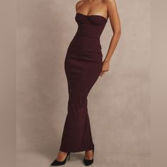 Reposhing This Item I Purchased From @Kirbyystanesic. Loved It, But Ready To Rotate For Something New. Questions? Leave A Comment Below! Corset Maxi Dress, Wine Red Dress, House Of Cb Dresses, Dress Tight, High Tension, Bandage Dress Bodycon, Strapless Corset, Solid Color Dress, House Of Cb