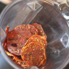 dried tomatoes in a blender being used to make something healthy and tasty looking