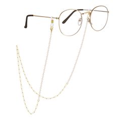 PRICES MAY VARY. Anti-slip Buckles/Adjustable Loops: This gold eyeglass chain both ends have adjustable loops with metal coils. Easy to install and remove. The anti-slip silica gel buckles can prevent the glasses falling down. Will never lose your glasses again. Mufti-functional Chain: The classic golden color matches most kinds of glasses. Not only they can be a eyeglass chain, but also a fashionably decorative necklace chain. Remove the silica gel ends, it is a stylish necklace. You can easily Adjustable Gold Glass Chain For Glasses, Elegant Adjustable Clear Glasses Chains, Elegant Clear Glasses Chains With Adjustable Chain, Elegant Clear Adjustable Glasses Chains, Eyeglasses Chain, Gold Eyeglasses, Eyeglass Strap, Dainty Style, Apocalyptic Fashion