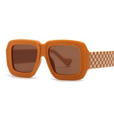 Expertly crafted for stylish women, our Retro Square Sunglasses feature a unique checker square design that adds a vintage touch. With UV 400 protection, these shades come in a variety of bold colors including Black, Orange, Pink, Blue, and Light Yellow. Upgrade your eyewear game with these fashionable and functional sunglasses. Anti-UV grade: UV400 Trendy Orange Square Frame Sunglasses, Retro Square Frame Sunglasses For Beach, Retro Square Sunglasses With Tinted Lenses, Retro Square Sunglasses With Uv Protection, Retro Square Frame Glass Sunglasses, Retro Sunglasses With Uv Protection And Square Frame, Trendy Square Glass Sunglasses, Trendy Square Sunglasses With Glass Material, Dresses 90s Style