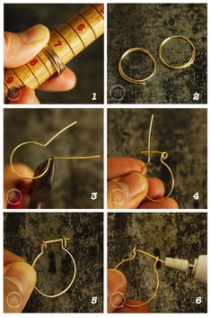 how to make simple gold hoop earrings with wire and bead - by - wire