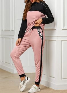 Zip Detail Top and Pocket Letter Print Pants Belt Jumpsuit, Pockets Pants, Hooded Top, Hooded Tops, Pocket Pants, Printed Pants, Clothes Collection, Pants Outfit