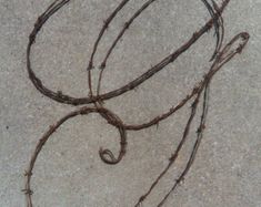 a close up of a piece of barbed wire on the ground next to an object