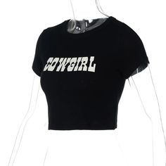 Switch up your style game with this Cowgirl Crop Top, we're in love. It features a cotton material with a 'Cowgirl' print and a cropped length, you won't be able to resist. Pair this top with jeans, your favorite heels and a mini bag for a look that is perfect for your weekend plans. Cowgirl Print, Top With Jeans, Country Shirts, Weekend Plans, White Crop Top, Graphic Shirts, Matching Sets, Mini Bag, Cotton Material