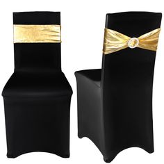 PRICES MAY VARY. What you get: the package comes with 40 pieces of black stretch chair covers and 40 pieces of stretch chair sashes with round buckle (not including chairs), which can definitely change your venue from ordinary to extraordinary, especially with appropriate tablecloths and table runners Durable and reliable: the dining chair slipcover and chair sash are made of quality polyester and spandex, feature wrinkle and stain resistant properties, durable, stretch and flexible that will fi Black White Gold Decor, Black Gold Wedding Theme, Black Chair Covers, Gold Table Decorations, Gold Theme Party, Black Seat Covers, White Christmas Party, Elegant Party Decorations, Black Party Decorations