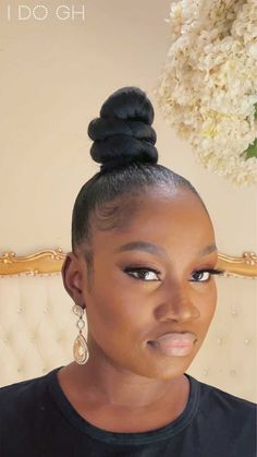 Blonde Top Knot Bun Black Women, Twisted Top Knot Bun, High Twisted Bun Top Knot, Updo Knot Bun, High Bun Wedding Hair Black Women, Top Knot Bun Braiding Hair, Top Knot Braid Bun, Top Knot Ponytail Black Women