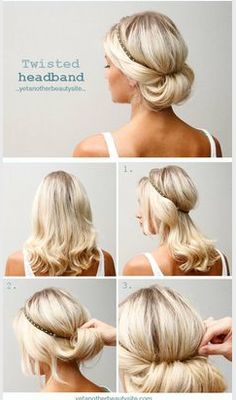 bridesmaids ? ผมทรง Long Pixie, Braids Simple, Hairdo Ideas, Updo With Headband, Girly Hair, 1920s Party, Easy Updo Hairstyles, Up Dos For Medium Hair, Fishtail Braid