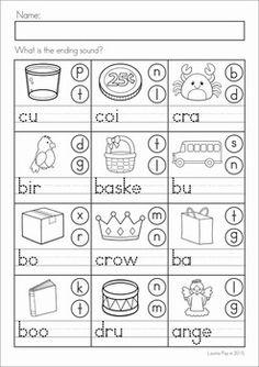 worksheet for beginning and ending sounds with pictures to be used on the page