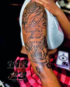 Upper Arm Tattoos For Women God, Psalms 91 Tattoo, Psalm 23 Tattoo For Women, Baddie Sleeve Tattoo, Arm Tattoos For Women Forearm, Cute Shoulder Tattoos