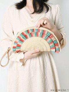 BagForLove - Colorblock Straw Bag with Fringe Detail - Medium Size Casual Multicolor Clutch Bag, Beach Multicolor Pouch Clutch, Multicolor Summer Clutch For Everyday Use, Multicolor Rectangular Beach Clutch, Multicolor Summer Clutch Bag, Multicolor Clutch Bag For Summer, Multicolor Clutch Shoulder Bag For Vacation, Multicolor Beach Clutch, Summer Multicolor Clutch For Beach