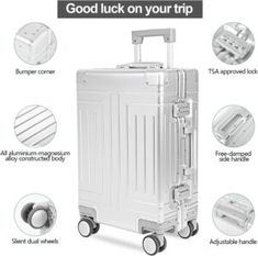 an image of a white suitcase with instructions on how to use it