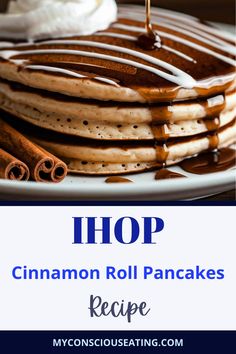 Cinnamon Roll Pancakes on a plate