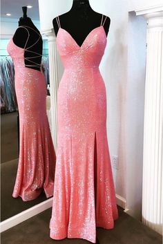 Pink Sparkly Dress Long, Prom Dresses Formal, Sequin Sleeve, Sequin Prom Dress, Pink Sparkle, Dresses 2024, Pink Sequin, Evening Gowns Formal