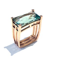 RING 916 - Aquamarine and Diamonds in 18k Rose Gold - Michael Alexander Jewelry Imperial Topaz Engagement Ring, Imperial Topaz, Topaz Engagement Ring, Aquamarine Stone, Jewelry Business, 18k Rose Gold, Stone Rings, Aquamarine, Topaz