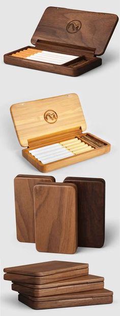 three different types of wooden boxes with lids