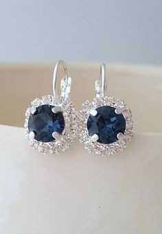 Navy blue earrings,Blue earings, bridesmaid gifts,studs,Swarovski crystal drop earrings, Bridal earr Sapphire Crystal Drop Earrings, Crystal Drop Earrings For Bridesmaid Gift, Navy Earrings, Navy Blue Earrings, Swarovski Crystal Drop Earrings, Bridal Earrings Studs, White Opal Earrings, Blue Drop Earrings, Drop Earrings Silver