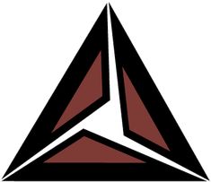 the triangle logo is black and red